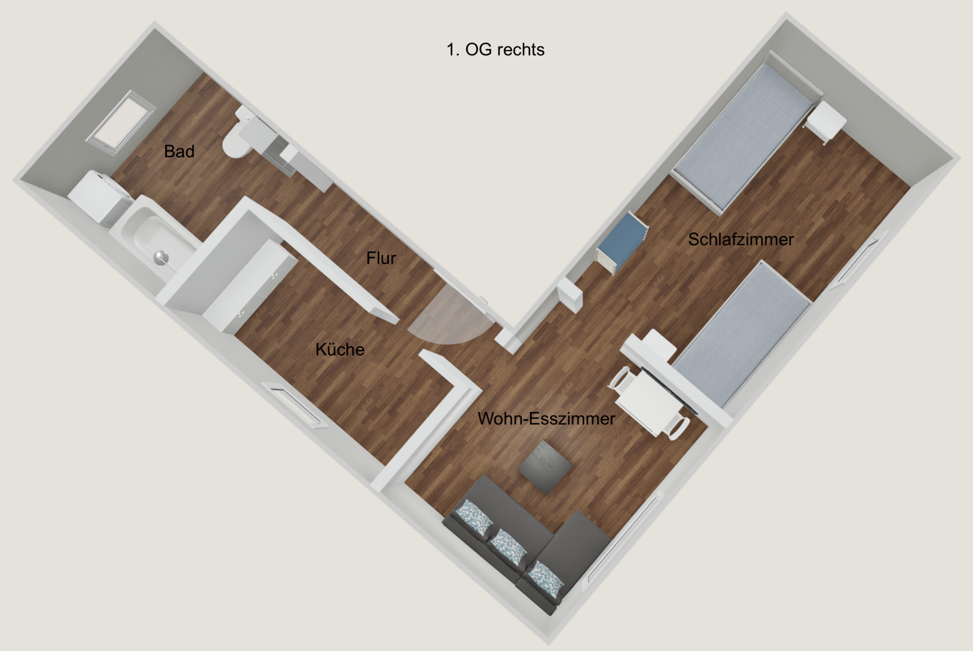 Grundriss Wohnung 1. OG rechts